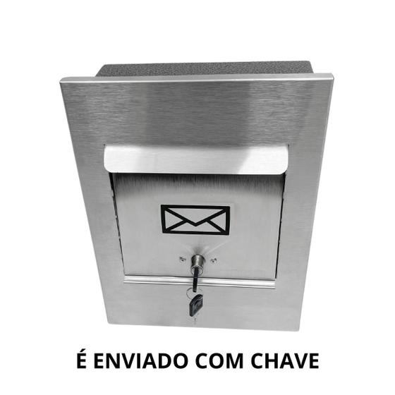 Imagem de Caixa de Correio Grande Abertura Frontal Inox com 2 Chaves