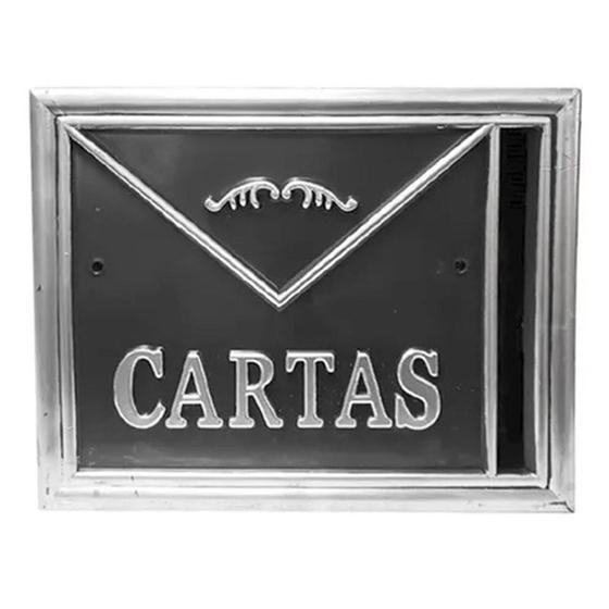 Imagem de Caixa de Correio Preta Prata P/ Grade Portão N27 PVC Cartas Correspondência - Fortral