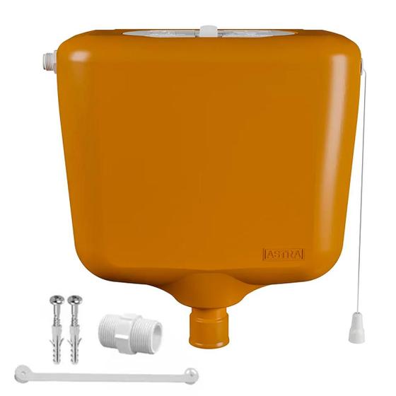 Imagem de Caixa De Descarga De Parede Com Cordinha Universal Plástica Completa 9L Caramelo Marrom Astra com Kit Instalação