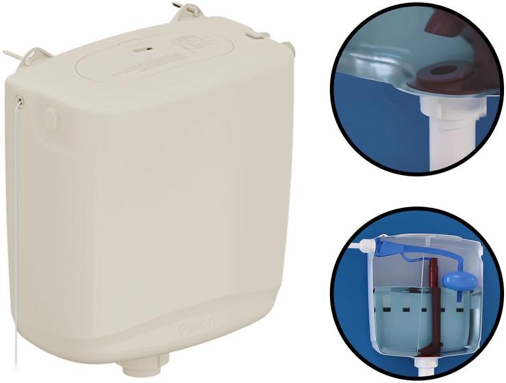 Imagem de Caixa De Descarga Plástica Suspensa Sem Engate 6 A 9 Litros Universal P/ Vaso Sanitário Banheiro