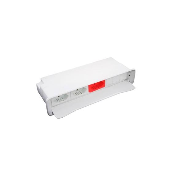 Imagem de Caixa De Embutir Mesa Móveis Com 3 Tomadas 20A Slim Branco