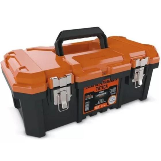 Caixa De Ferramenta Plástica Fecho de Metal Multiuso 18,3" Laranja Menor preço em Caixa De Ferramenta Plástica Fecho de Metal Multiuso 18,3" Laranja
