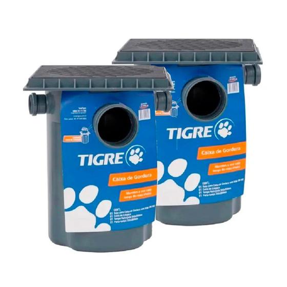 Imagem de Caixa de gordura coletora 2 uni pvc 18l dn 100 e cesto tigre