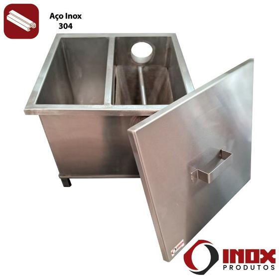 Imagem de Caixa de gordura inox - modelo 02 - inox 304 - 40x40x30 cm