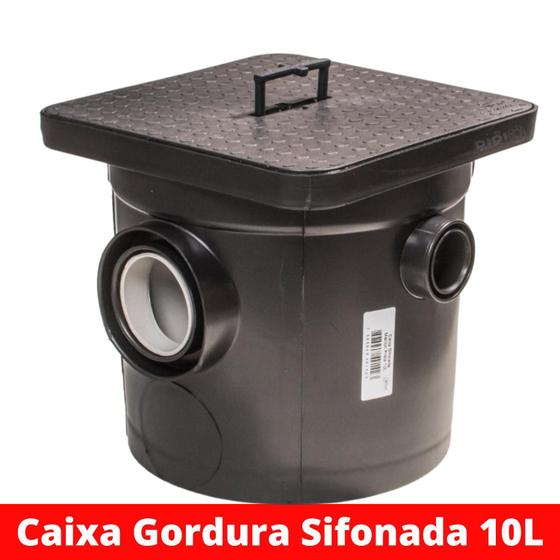 Imagem de Caixa De Gordura Sifonada Preta 10Litros Coletora Mallton