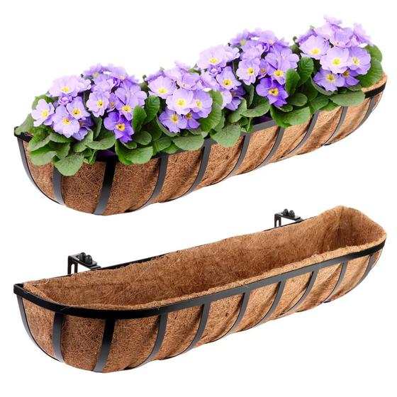 Imagem de Caixa de janela Railing Planter Harmiden de 30" com Coco Liner, pacote com 2