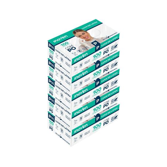 Imagem de Caixa de luvas descartáveis Inoven Látex com Pó 500 unidades Limpeza Gastronomia Alimentos estética