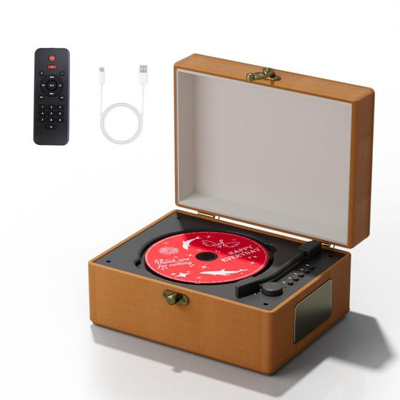 Imagem de Caixa de Música Yintiny Time com Bluetooth e Leitor de CD - Design Marrom
