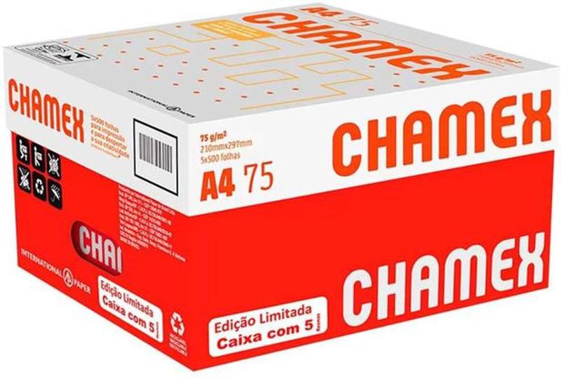 Imagem de Caixa de papel Chamex com 5 pacotes 75g