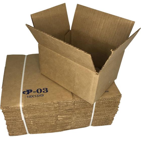 Imagem de Caixa de Papelão Kraft para envios de E-commerce 18x13x9 Forte e Resistente Kit com 100 unidades 