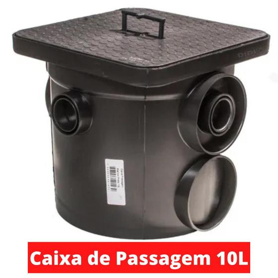 Imagem de Caixa De Passagem Inspeção De Esgoto Preta 10 Litros Mallton