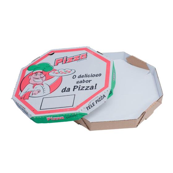 Imagem de Caixa De Pizza Oitavada Timbrada Basic N 60 Com 25 Unidades