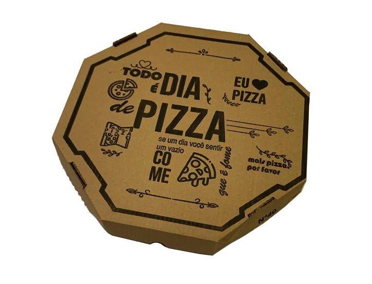 Imagem de Caixa De Pizza Papelão Montável Oitavada 25cm Estampada C/25