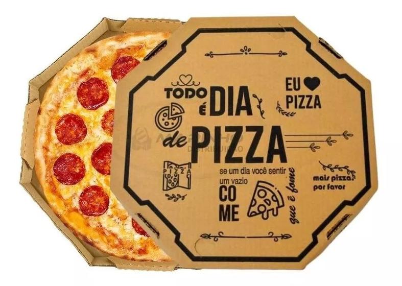 Imagem de Caixa De Pizza Papelão Montável Oitavada 40cm Estampada C/25