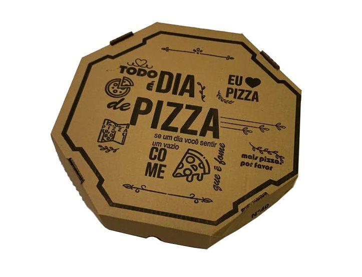 Imagem de Caixa De Pizza Papelão Montável Oitavada 45cm Estampada C/25