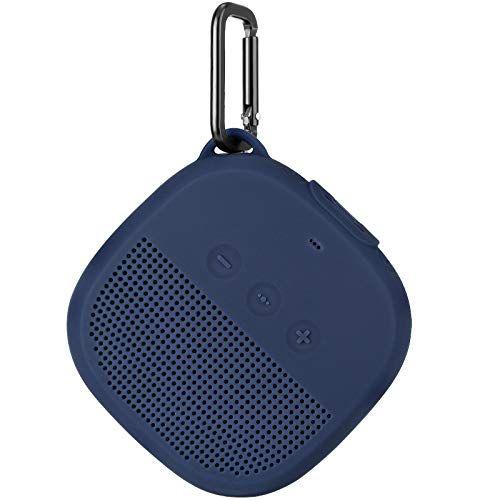 Imagem de Caixa de silicone aotnex para alto-falante Bluetooth Bose SoundLink Micro, Tampa à prova de choque super macia à prova de água com gancho de metal portátil se encaixa em alto-falante Bose Micro para proteção externa segura(1 pacote) (azul)