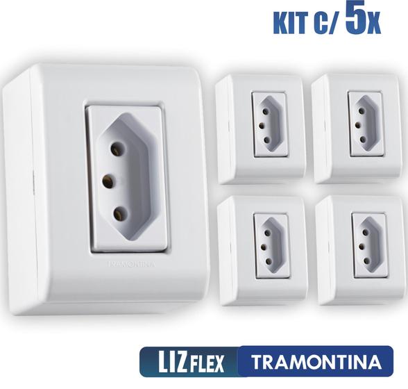 Imagem de Caixa de Sobrepor 1 Tomada 2P+T 10A 250V Tramontina LizFlex BR kit c/5 uni