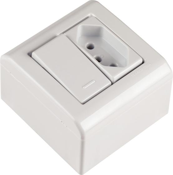 Imagem de Caixa de Sobrepor com 1 Interruptor Simples 10 A 250 V e 1 Tomada 2P+T 10 A 250 V Tramontina LizFlex