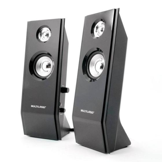 Caixa de Som 2.0 Multilaser 8W Black Piano SP091 Menor preço em Caixa de Som 2.0 Multilaser 8W Black Piano SP091