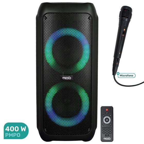 Caixa de Som Acústica Amplificada Moob 400W com Bluetooth TWS, Microfone, USB e Entrada de Guitarra Menor preço em Caixa de Som Acústica Amplificada Moob 400W com Bluetooth TWS, Microfone, USB e Entrada de Guitarra