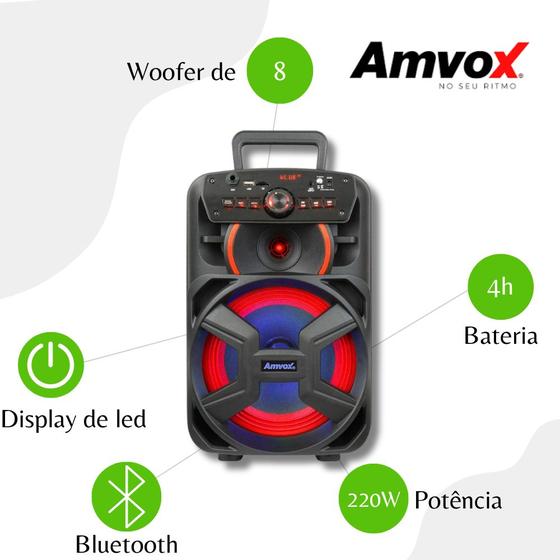 Imagem de Caixa de Som Amplificada 220W Bluetooth Gigante II Amvox ACA 221 - Preto