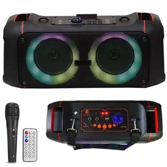 Caixa de Som Amplificada Bluetooth Karaoke Com Microfone Portátil Menor preço em Caixa de Som Amplificada Bluetooth Karaoke Com Microfone Portátil