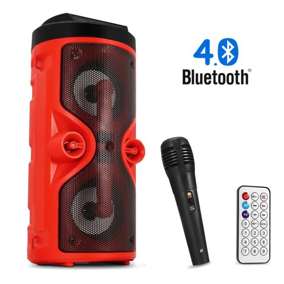 Imagem de Caixa De Som Amplificada Bluetooth Pendrive FM Com Microfone Karaoke Portátil e Controle - DS13
