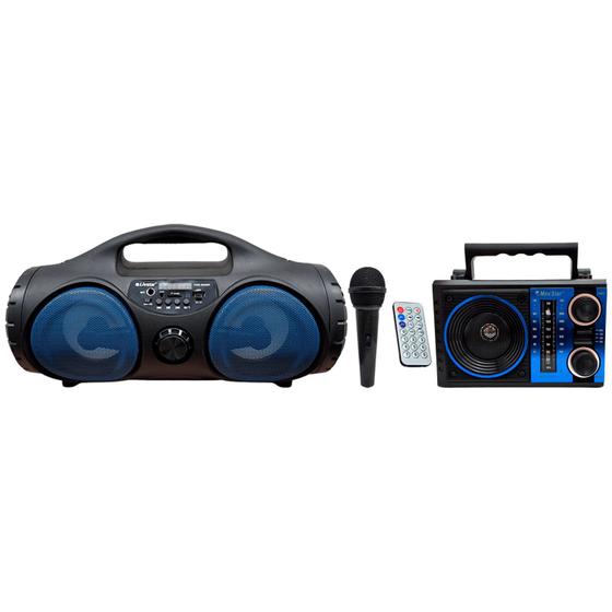 Caixa De Som Amplificada Bluetooth Potente Rádio Retrô Portátil Am Fm ...