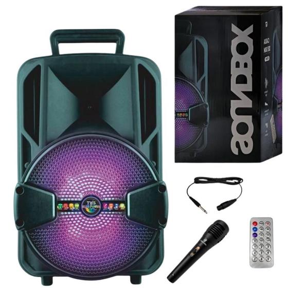 Imagem de Caixa de Som Amplificada Multimidia Bluetooth Usb Rádio Super Potente Com Led RGB Microfone Golden Ultra