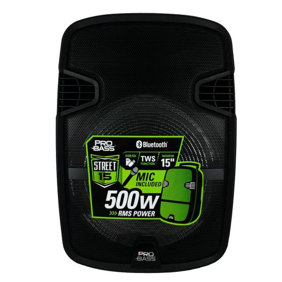 Caixa De Som Ativa Pro Bass Street 15 Bluetooth 500w Bateria Menor preço em Caixa De Som Ativa Pro Bass Street 15 Bluetooth 500w Bateria