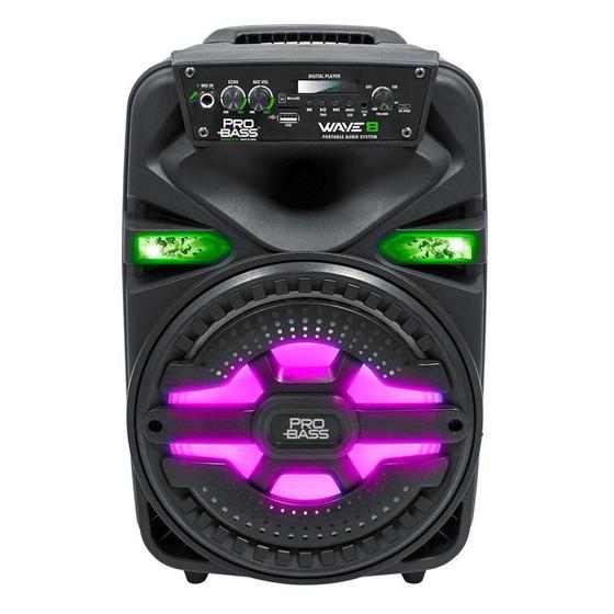 Caixa de Som Ativa Pro Bass Wave 8 250W RMS, TWS, Bluetooth, USB, LED, Preto - PBWAVE8 - Probass Menor preço em Caixa de Som Ativa Pro Bass Wave 8 250W RMS, TWS, Bluetooth, USB, LED, Preto - PBWAVE8 - Probass