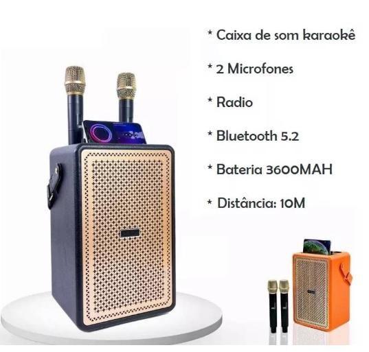 Imagem de Caixa De Som Bluetooth 2 MicroFone KARAOKÊ  100W Infantil e Adulto AM-8511