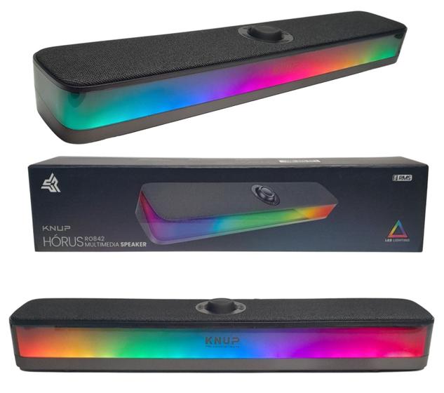 Imagem de Caixa de Som Bluetooth 5.3 Led RGB Multimidia Soundbar Para Pc Notebook Tv Smartphone