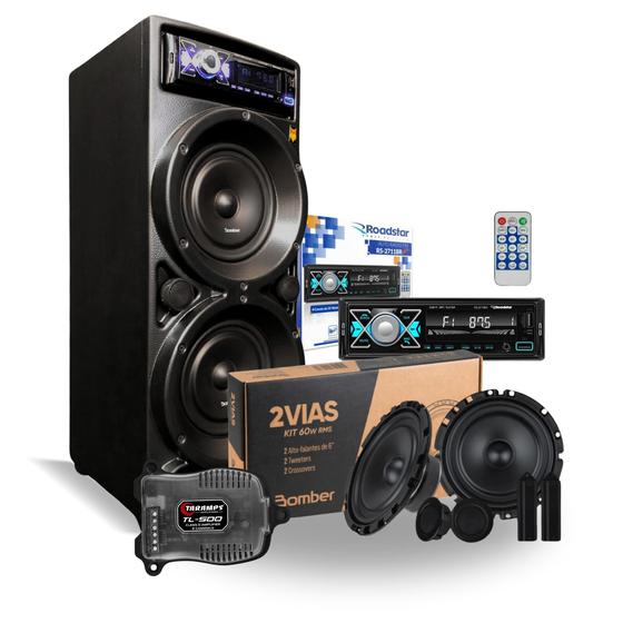 Imagem de Caixa de som bluetooth amplificada potente com grave pendrive usb 
