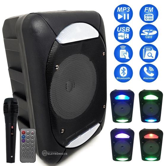 Imagem de Caixa De Som Bluetooth Entrada para Pendrive, Entrada Para Microfone (P10) Com Microfone Com Fio Incluso BH6104