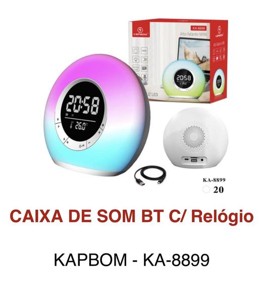 Imagem de Caixa de som bluetooth kapbom ka-8899 led rgb com relógio