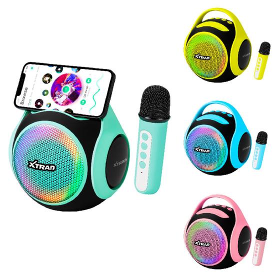 Caixa de Som Bluetooth Karaokê Portátil com 2 Microfones e LED RGB Voz Poderosa, Luz Deslumbrante Menor preço em Caixa de Som Bluetooth Karaokê Portátil com 2 Microfones e LED RGB Voz Poderosa, Luz Deslumbrante