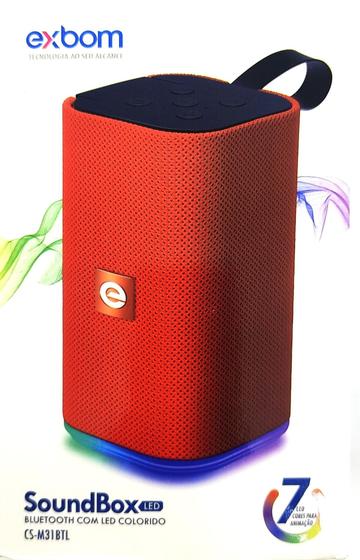 Imagem de Caixa de som bluetooth led rgb/ 5w/ usb/ micro sd/ fm/Cor Vermelho/ Modelo cs-m31btl - EXBOM