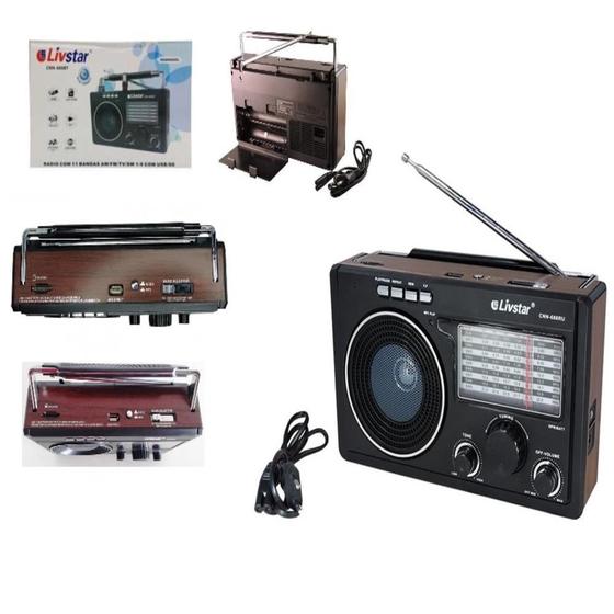 Caixa de som bluetooth radio retro com antena e alca para transporte am ...