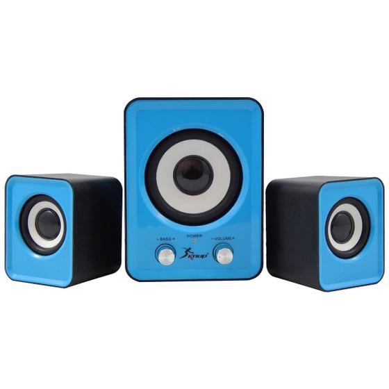 Imagem de Caixa de Som Bluetooth subwoofer 2.1 6W Kp-7023 Azul