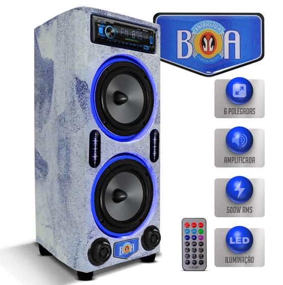 Imagem de Caixa De Som Bob Residencial Boa Amplificada 500w Kit 2 Vias 6 Pol + Player Bluetooth USB LED