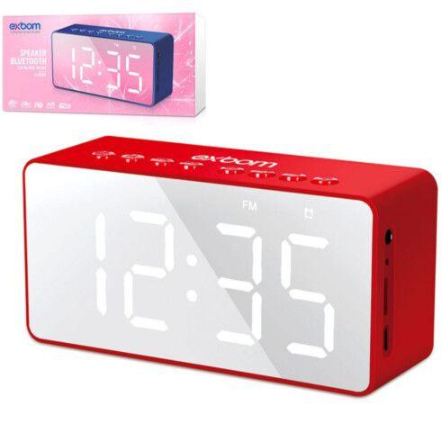Imagem de Caixa de som com bluetooth e relogio despertador multimidia com visor espelho exbom - cs-mt6bt