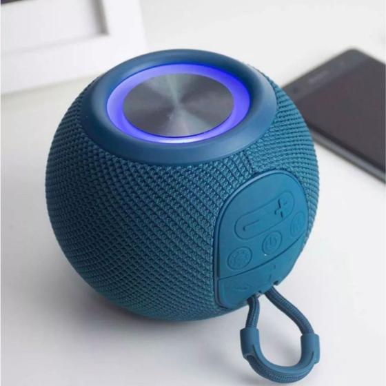 Imagem de Caixa De Som Com luzes de Led Bluetooth RGB portátil pendrive cartão de memoria Rádio Fm Modelo Bolinha Alexa