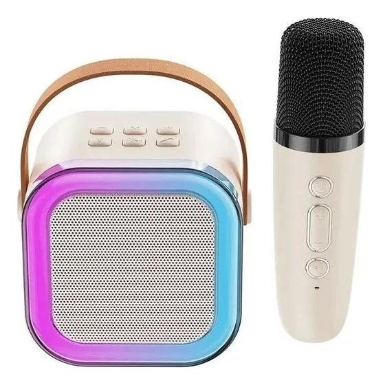 Imagem de Caixa De Som Com Microfone Infantil Caixinha Bluetooth Led