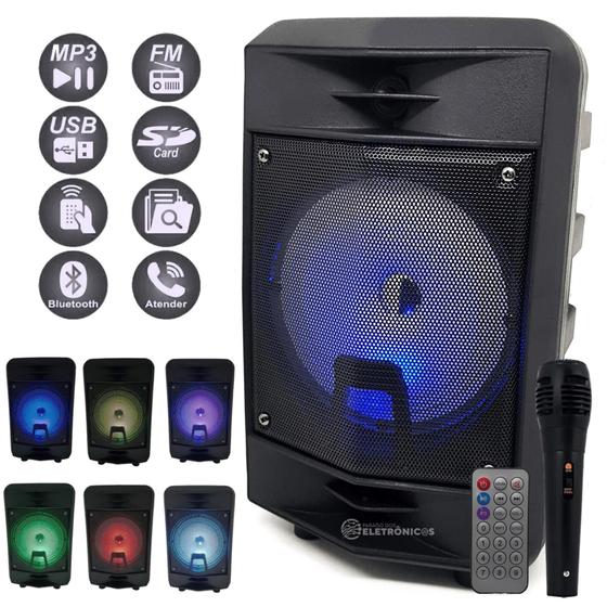 Imagem de Caixa de Som Controle e Microfone, Rádio FM USB e Entrada Cartão de Memória Bluetooth 15W DBH6105
