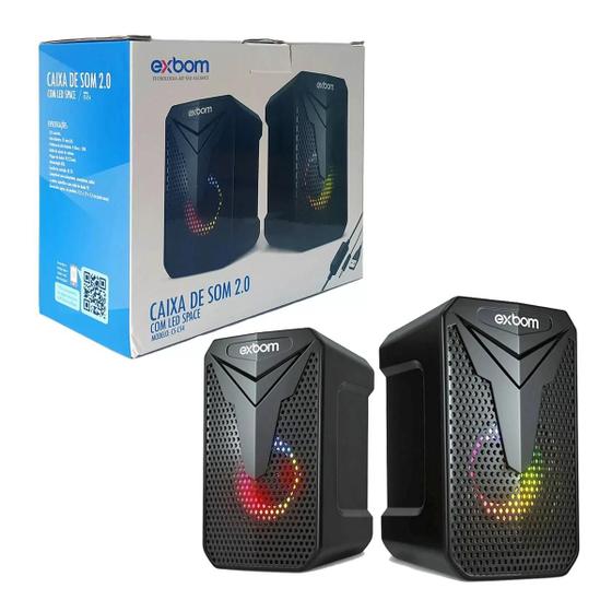 Imagem de Caixa de Som Gamer Exbom CS-C54 10W LED Space RGB P2 USB 1.2m de Cabo