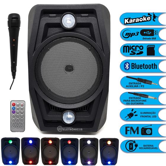 Imagem de Caixa de Som Hi-Fi 15W Com Microfone, Entrada Auxiliar, USB e Bateria Longa Duração DBH6103