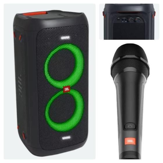 Caixa De Som Jbl Party Box 100 Bluetooth + Microfone Karaokê Menor preço em Caixa De Som Jbl Party Box 100 Bluetooth + Microfone Karaokê
