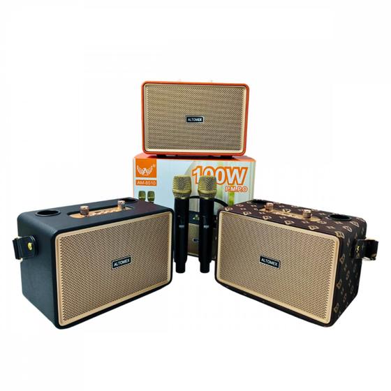 Imagem de Caixa de Som Karaokê sem fio Bluetooth com 02 Microfones 100W PMPO Altomex AM-8510