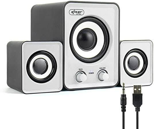 Caixa De Som KP-7023 PC 2.1 Controle Bass Com Botão On/off Menor preço em Caixa De Som KP-7023 PC 2.1 Controle Bass Com Botão On/off